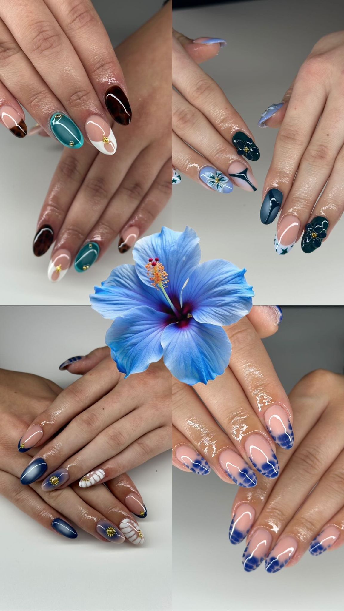 Kreatives Nageldesign in Blau und Gold · Moonlit Nails Hildesheim